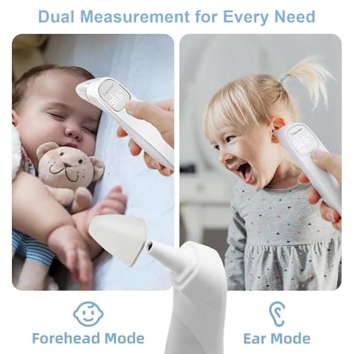 Berrcom 2-in-1 Forehead and Ear Thermometer with Magnetic Probe - Medical Digital Infrared Thermometer for Adults, Kids and Babies, 1s Fast Reading, LED Display, Auto Power Shut Off - Thumbnail 3