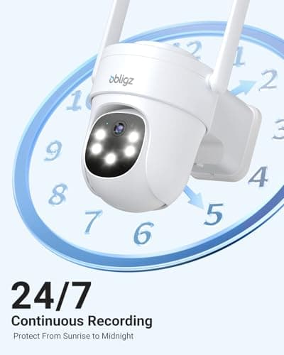 obligz Solar Camera Security Outdoor - AOV 24/7 Recording Security Cameras Wireless Outdoor with 360° View, Human Auto Tracking, 2K Night Vision, Compatible with Alexa/Google Assistant (2 Pack) - Thumbnail 3