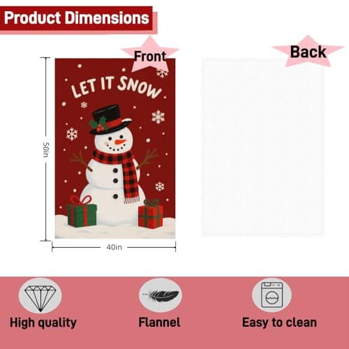 Carastora Christmas Snowman Flannel Holiday Blanket Measures 40x50in and is Perfect for use on The Sofa, Bed, or During picnics. Warm and Lightweight, Making it an Ideal Gift and Home Decoration. - Thumbnail 5