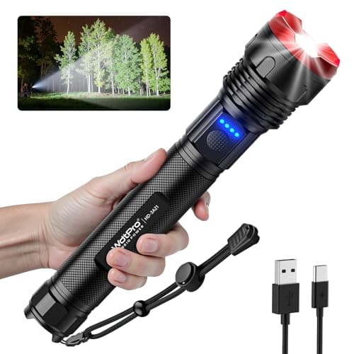 WdtPro Rechargeable Flashlights High Lumens, Super Bright Flashlight, Powerful LED Flashlight with 5 Modes, Adjustable Focus, IPX7 Waterproof, Type-C & USB Charging for Emergencies - Image 1