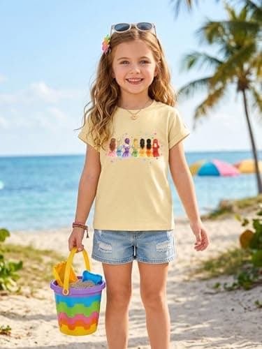 Magical Girl Shirt Cute Snacks Graphic Tee Toddler Kids Girls Holiday Short Sleeve Outfits Tops 3-10 Years - Thumbnail 4