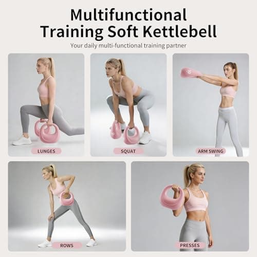 KYVYZOIC Soft Kettlebell, Kettlebells Anti-Slip Grip with Cushioned Impact-Resistant Base, Strength Training Kettlebells Sets for Home Workouts, Kettlebell for Women/Men/Beginners - Pink - Thumbnail 5