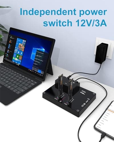 MAIWO K3015P Portable Dual Bay M.2 NVME Docking Station, Tool-Free Type-C10Gbps NVME SSD External Enclosure, with Offline Clone duplicator and System Copy Function. - Thumbnail 4