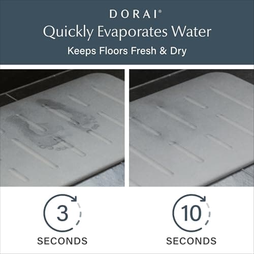 Dorai Home Bath Stone – Luxury Quick-Drying Stone Bath Mat, Non-Slip Surface, Rubberized Bottom Pad, Rain Slate - Thumbnail 2
