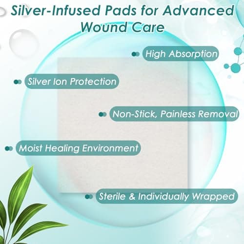 Calcium Alginate Wound Dressing Pads, 2'' x 2'' Patches [5 Individual Pack], High Absorbency Dressing, Soft Wound Care Products, Comfortable & Gentle and Non Stick Gauze Pads for Wound Care - Thumbnail 2