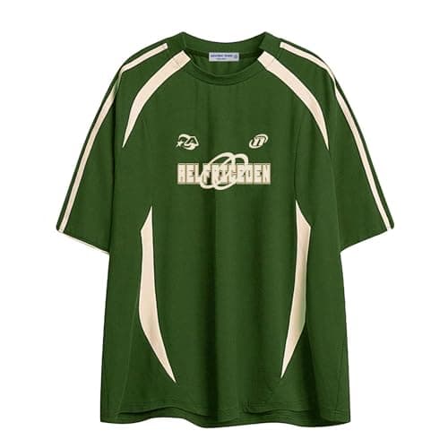 Aelfric Eden Oversized T Shirt Men 90s Shirt Unisex Streetwear Contrast Color Graphic Tees Casual Vintage Summer Tops Medium Green X-Small