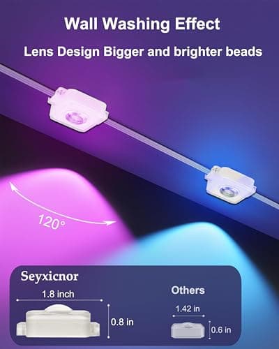 Seyxicnor Permanent Outdoor String Lights, 50ft RGBW+IC Smart LED Eaves Lights Waterproof IP67, App & Remote Control, Multi-Colored DIY Scene Lighting for Halloween Christmas House Year-Round Decor - Thumbnail 6