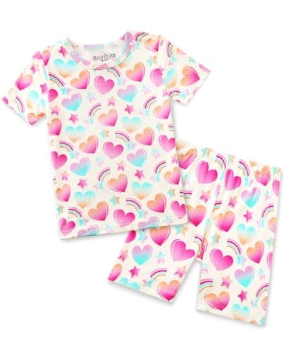 babee Reshinee Bamboo Viscose Toddler Girls Kids Pajama Sets Short Summer Cool Snug fit Sleepwear Pjs 2pcs Set M12-18 - Image 1