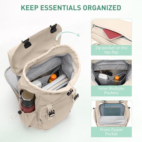 GOLF QUALITY Laptop Backpack for Women Vintage Travel Backpack Purse Casual Daypacks for Men Fashion Teacher Nurse Bag for Work Business College, Fits up to 15.6Inch Notebook,Apricot - Thumbnail 3