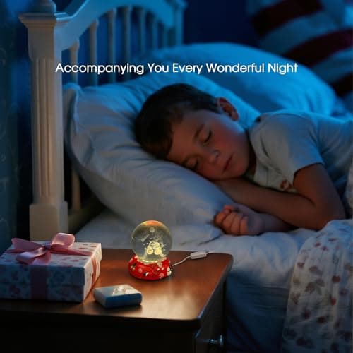 L LOHAS LED 3D Crystal Ball Night Light-Laser Engraved Snowman with Red Holiday Base,Cute & Funny Christmas Night Light for Kids, 3000K Warm White for Christmas Party Decor - Thumbnail 6
