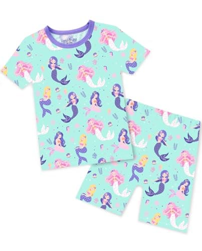 babee Reshinee Toddler Girls Summer Short Sleeve Pajamas Kids Pjs 5-6T Unicorn Mermaid 2pcs - Image 1