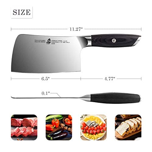 TUO Cleaver Knife, 6.5 inch Butcher Knife for Chopping Meat & Vegetable, High Carbon Steel Chinese Cleaver with Ergonomic Handle - FALCON SERIES - Thumbnail 3