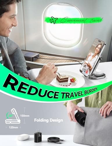 Qi2 3 in 1 Wireless Charging Station,JOYROOM 15W Fast Wireless Charger Stand for iPhone 16/15/14/13, Apple Watch, AirPods, Magnetic Foldable for MagSafe Charger for Multiple Devices (with 30w Adapter) - Thumbnail 5