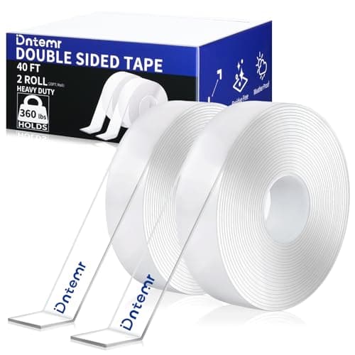 Dntemr Double Sided Tape Heavy Duty 2 Rolls Nano Tape (Total 40 Feet) for Poster Carpet Picture Hanging Strip Rug Strong Adhesive Multipurpose Clear Mounting Two Stick Sided DIY Tape