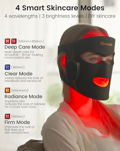 Red Light Therapy for Face Wireless with 400 Leds, 360° Led Face Mask Light Therapy with 4 Modes & Near-Infrared, 2000mAh Rechargeable Led Face Mask with Eye Protection for Anti-Aging & Radiant Glow - Thumbnail 3