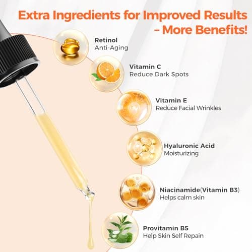 Retinol Serum for Face 2.5%, B5 Herbal Resurfacing Retinol with Vitamin C, Vitamin E, Hyaluronic Acid, Anti-Aging, Wrinkle Smoothing, Dark Spot Corrector, Brighten Dullness 2 Packs - Thumbnail 3