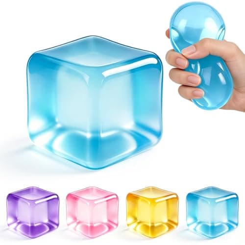 Cube Squishy Stress Relief Toy: Transparent Sensory Fidget Toys for Anxiety Relief, Soft Squeeze Desk Toy for ADHD Autism Focus, Cute Squishies Gifts for Men Women Adults Teens,Party Favor Gift Ideas