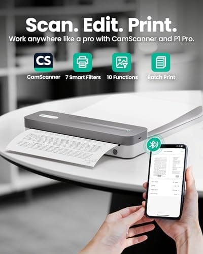CamScanner P1 Pro Portable Inkless Printer, 300 DPI Wireless Thermal Printing for iPhone Android Laptop PC, Print US Letter Documents Receipts Anywhere, for Travel Remote Work Home Office School, Grey - Thumbnail 2