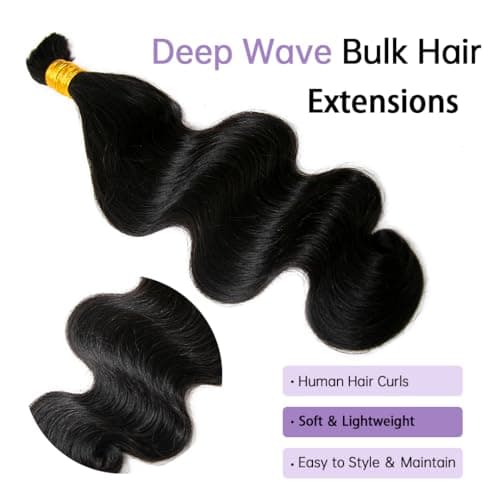 YWIGS Body Wave Human Hair for Boho Braids Unprocessed Human Braiding Hair Bundles 100G Human Boho Hair NC 20inch - Thumbnail 4