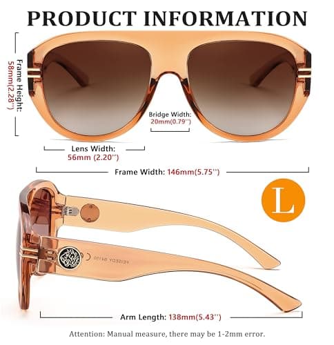 FEISEDY Retro Polarized Oversized Sunglasses for Men Women Trendy 70s Vintage Plastic Frame Sun Glasses B4150 - Thumbnail 5