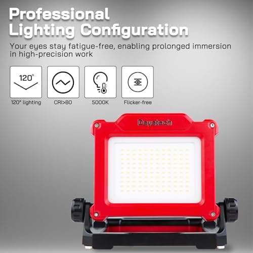 DAYATECH Cordless LED Work Light, 3500 LM, 25 W Compatible with DEWALT, Milwaukee, MAKITA 7Brands18-21V Power Tool Battery(Light Only) - Thumbnail 6