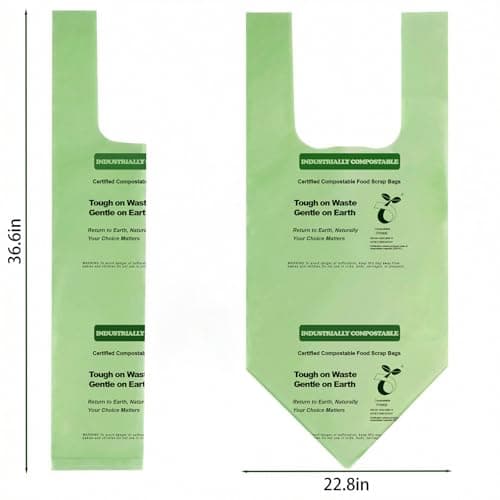 UFCOELPT 13 Gallon Compostable Trash Bags with Handles, 128 Count Bulk Value - Extra Thick 0.9 Mil Tall Kitchen Garbage Bags, Unscented Biodegradable Food Scrap Waste Bin Liners, Seedling Certified - Thumbnail 4