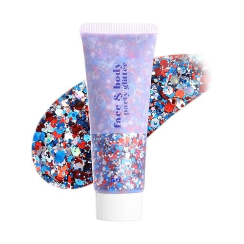 4th of July Body Glitter, 4th of July Glitter Stick, 4th of July Accessories, Fourth of July Outfit Women, Red White and Blue Accessories, Sparkling Makeup for Women, Independence Day - Image 1