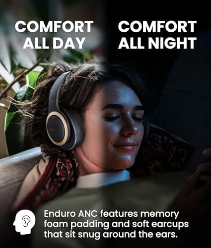 Cleer Enduro ANC Noise Cancelling Over the Ear Bluetooth Headphones with Mic, 60 Hrs Playtime, Noise Canceling, Ambient EQ Modes, Hi-Res Audio, Deep Bass, Multi-Point Connect, Bluetooth 5.0, Dark Navy - Thumbnail 6