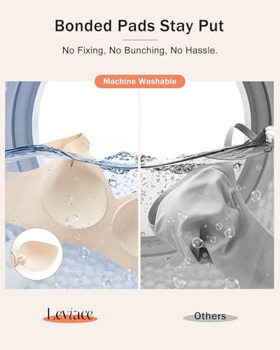 leviace Wireless Jelly Bras for Women with Support - Anti-Slip Wide Straps Push Up Full Coverage Plunge Seamless Padded T-Shirt Bralette No Underwire Soft Invisible Back Smoothing Sleep Bra, Nude, XL - Thumbnail 6