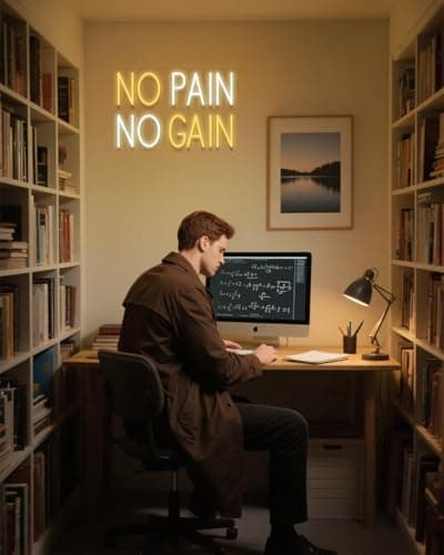 NO PAIN NO GAIN, Neon Sign for Wall Decor, LED Neon Lights Home Gym Decor, USB Powered Switch LED Signs, Motivational Wall Art for Man Cave, Office, Dorm, Yellow - Thumbnail 4