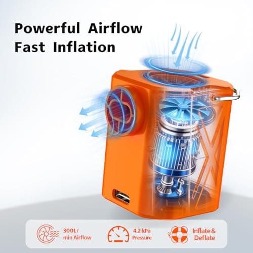 Portable Air Pump for Inflatables, 1.56 oz Mini Rechargeable Air Mattress Pump with Camping Light, Inflator and Deflator for Pool Floats, Swim Rings, Sleeping Pads, Vacuum Storage Bags - Thumbnail 3
