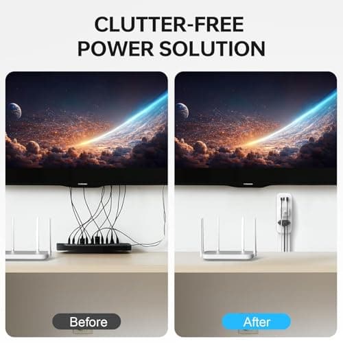 Electrical Outlet Extender Long Stick with 180° Swivel | Extends 23-35 in for Hard-to-Reach Places | 2 AC Outlets + 3 Ports (USB-C/USB-A) for Bed, Dorm, Office & Sofa - Thumbnail 5
