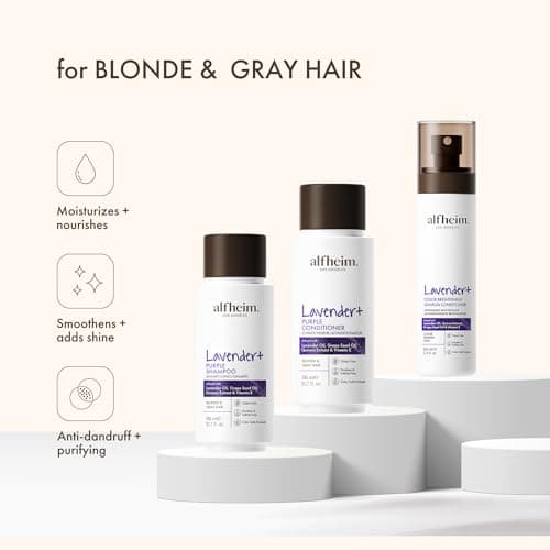 ALFHEIM Lavender+ 3-Step Hair Care Kit | Purple Shampoo, Conditioner & Leave-In Spray for Blonde, Silver & Highlighted Hair | Anti-Brass, Hydrating, UV Protection | Sulfate-Free, Color-Safe | Gift - Thumbnail 6
