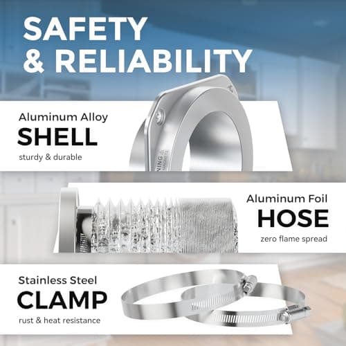 JEEVONY Magnetic Dryer Vent Coupling DV180 Airtight Seal Dryer Vent Connector Kit Easy to Clean Quick Connector Including a 2.6ft 4" Duct and two Clamps - Thumbnail 5