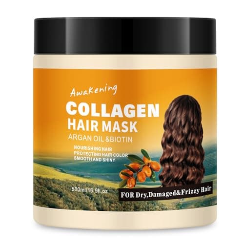 LSKINBATH Hair Mask Deep Treatment Conditioner Collagen Protein Argan Oil Biotin Repair For Dry Damaged Frizzy Curly All Hair Types(16.9 Fl Oz/500ml) (collagen) - Image 1