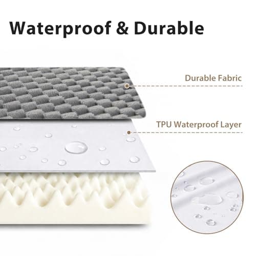 LEXTRO Giant Waterproof Orthopedic Dog Bed for Large Size Dogs, 55x42 Oversized Dog Bed Washable with Removable Washable Cover, Big Comfortable Dogs Mat, Gray - Thumbnail 4