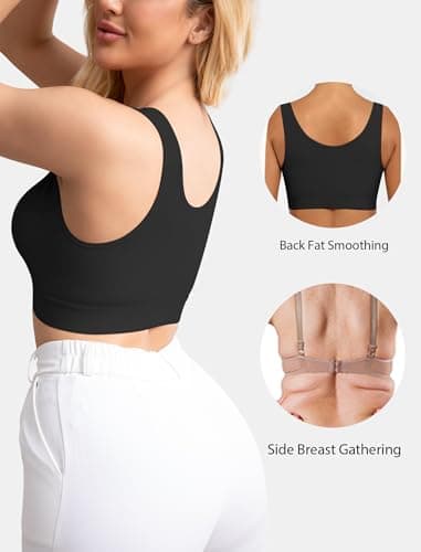 Easybunny Post Surgery Bra Front Closure Compression Bras Wireless Mastectomy Bra with Adjustable Straps Black 3XL - Thumbnail 4