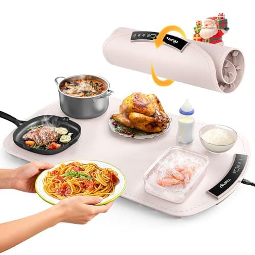 COLDFILL Warming Mat for Food, Electric Food Warming Mat with 8 Temp Level and 4H Timer, Silicone Chafing Dishes(24"x16"), Rollable & Portable Warming Trays for Buffets Party (Pink)