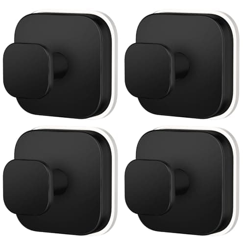MOTAIPEAK Suction Cup Hooks for Shower, Shower Hooks for Inside Shower, No Drill Strong Hold Towel Hooks, Waterproof Removable Hooks for Bathroom Wall, Glass, Tile, Door – Black (4 Pack)