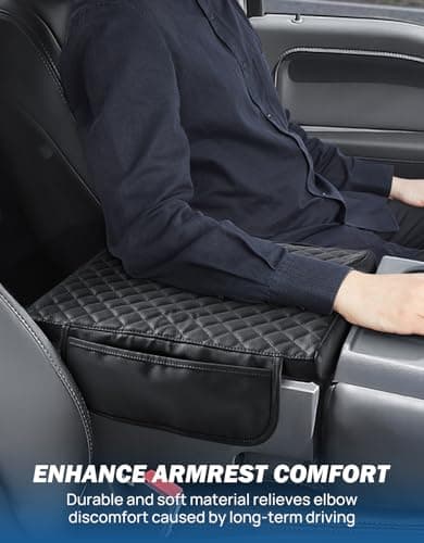JOYTUTUS Center Console Cover Compatible with 2015-2026 Ford F150, 2017-2026 F250 F350 F450 with 40/20/40 Jump Seat, Leather Armrest Cover Center Console Cushion with Side Pockets (Jump Seat Only) - Thumbnail 6