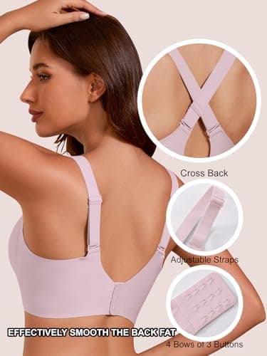 COCOMARTS Jelly Bras for Women No Underwire Seamless Push Up Scalloped Tshirt Bralettes Comfortable Wireless Everyday Bra Pink Large - Thumbnail 5