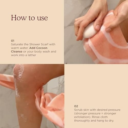 HANNI Extra-Long Shower Scarf, Japanese-Inspired Exfoliating Body Scrubber, Loofah-Like Wash Cloth for Dead Skin Removal (Pack of 1) - Thumbnail 4