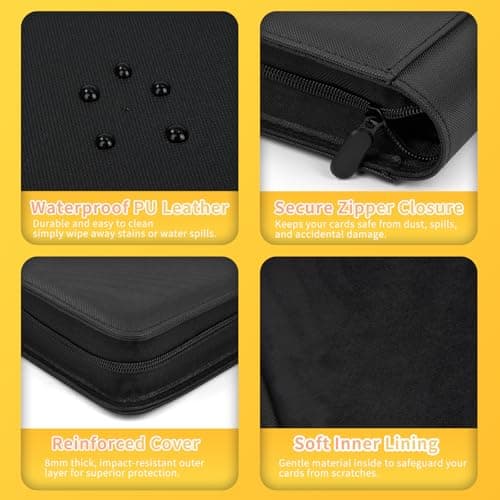 Premium 1000+ Pockets Trading Card Binder, 16-Pocket Ringless Side-Loading Album for TCG, MTG, Lorcana, Sports & Standard-Size Cards (Black2) - Thumbnail 5