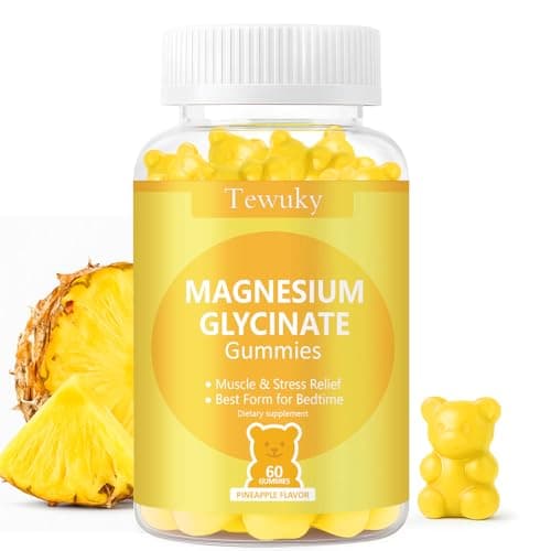 Magnesium Glycinate Gummies 500mg, Sugar-Free for Adults & Kids, Magnesium Gummies for Sleep, Stress & Muscle Relief, Supports Bone & Nerve Health, Vegan, Pectin-Based, 60 Count, Pineapple Flavor - Image 1