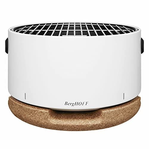BergHOFF LEO Portable Tabletop BBQ Grill To-go grill with Heat Resistant Base Easy-carry strap & detachable handles, Removable elements, Adjustable airflow, 13.75", White