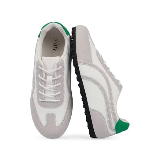 QIY Sneakers for Women Casual White Women's Fashion Sneakers Comfortable White Grey Walking Tennis Shoes Slip on Fall Cute Shoes 2026 Size 11 - Image 1