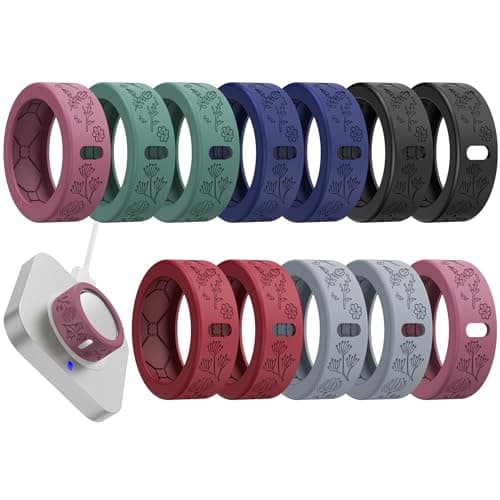 YWXTW Floral Cover for Oura Ring 4/3/ 4 Ceramic/Samsung/Ultrahuman, Support Charging Silicone Ring Protector for Women/Girls/Men, Dressy Accessories, 12 Pack (Minimalism, S) - Image 1