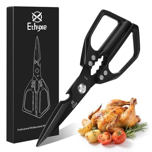 Ethyxe Kitchen Shears for Food - Professional Stainless Steel Japanese Kitchen Scissors for Chicken Bones, Fish, Turkey, Herbs, and Meat – Heavy Duty and Dishwasher Safe - Image 1