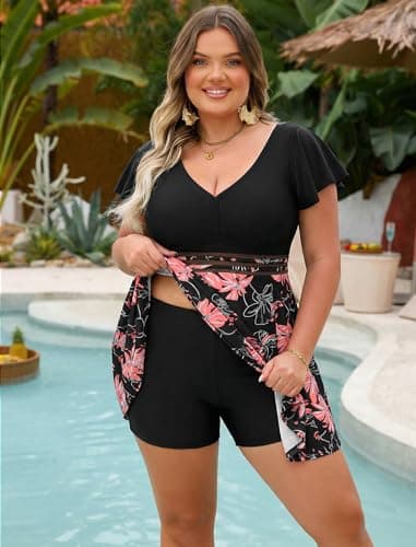 Arolina Swim Dress for Women Swimwear 2026 Tankini Bathing Suits Modest Curvy Full Coverage Swimsuit - Thumbnail 2