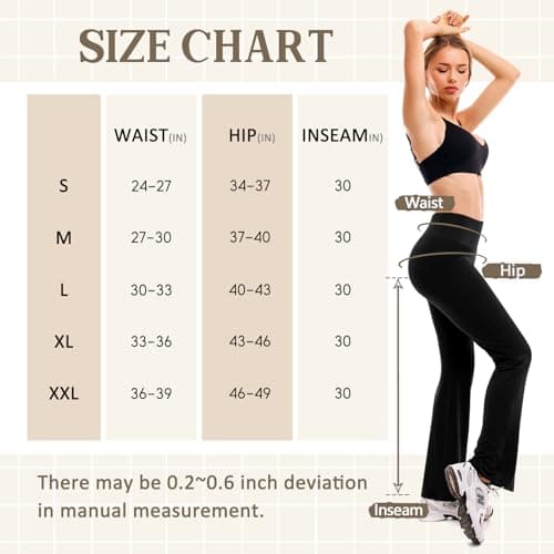Walifrey Flare Leggings with Pocket for Women,High Waisted Opaque Flare Pants for Yoga Workout Black L - Thumbnail 5